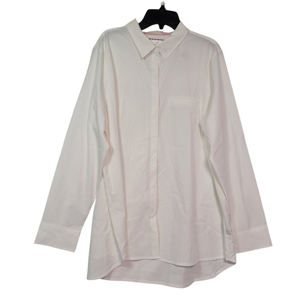 Modern Ambition Women's Long Sleeve White Button-Up Collared Shirt Size Large